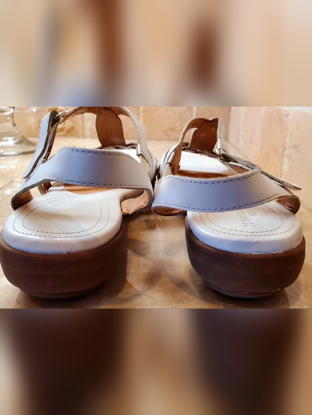 White Strappy Women’s Sandal with Low Wedge Size 10 M - Picture 6 of 10